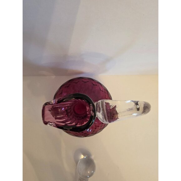 Vintage Amethyst Purple Glass Decanter With Stopper & Clear Handle - Picture 6 of 10